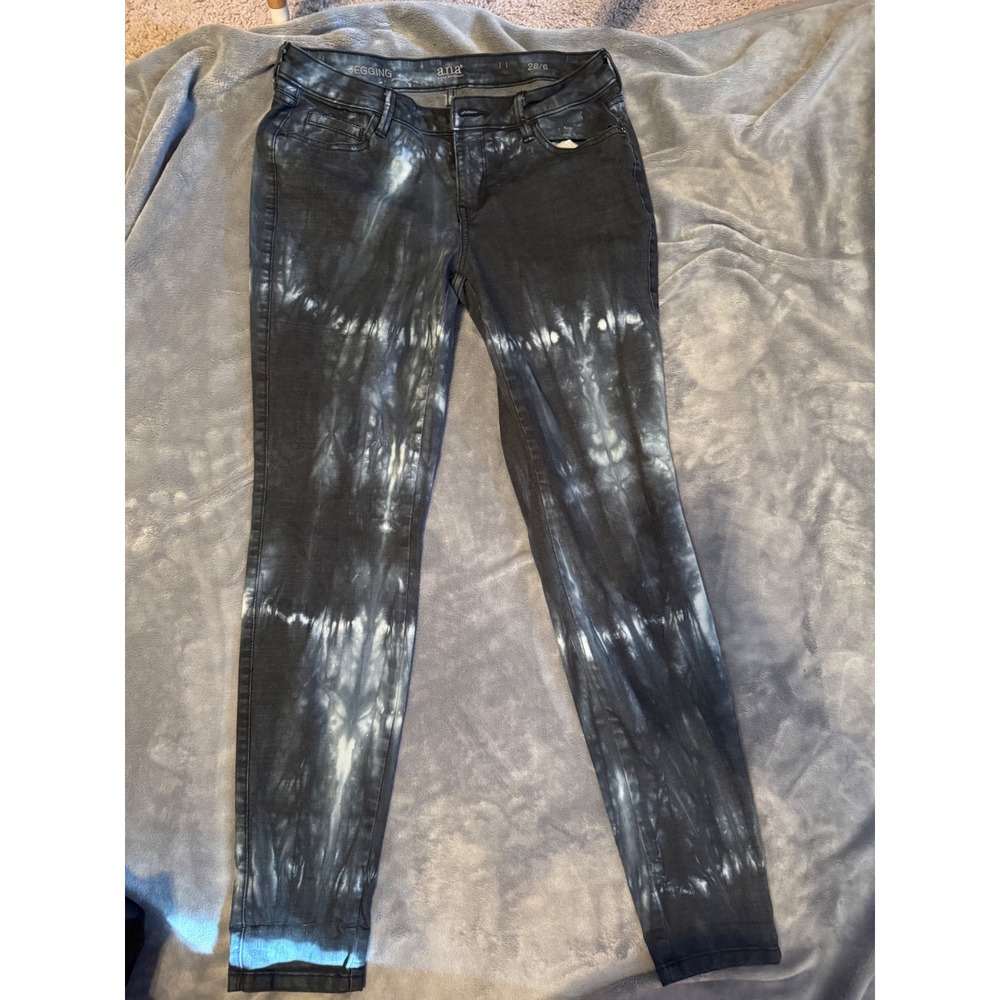 a.n.a A New Approach Womens Black Tie Dye Jeggings Slim Fit Denim Pants 28/6